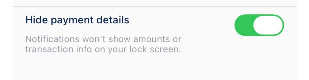 Hide payment details toggle in BlueWallet settings